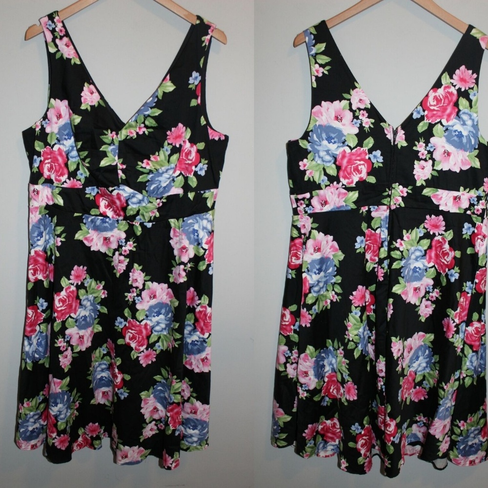 Torrid Floral Swing Dress Black Multi HW5777 - Picture 5 of 6